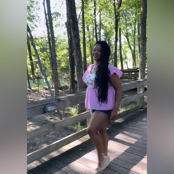 Embroidered Babydoll Top Pink XL - Picture 5 of 8